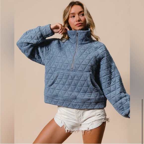 NWT BiBi Blue Quilted Soft Boutique Jacket - Picture 8 of 8